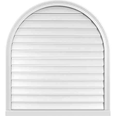 Ekena Millwork Round Top Surface Mount PVC Gable Vent: Functional, w/ 2"W x 2"P Brickmould Sill Frame, 38"W x 42"H GVPRT38X4203SF
